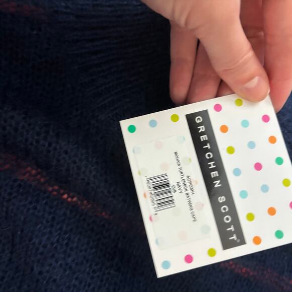 NWT Gretchen Scott Dolman Dolly Poncho Navy OS Mohair Turtleneck Batwing Cape - Picture 5 of 7